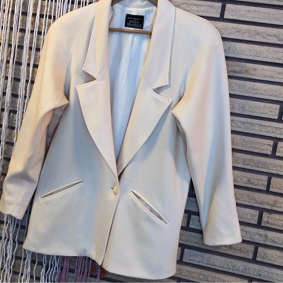 80's Off-White Wool Blazer - Wool Suit Jacket - Size 8 - 10 - 80's Men's Wear - Picture 5 of 10